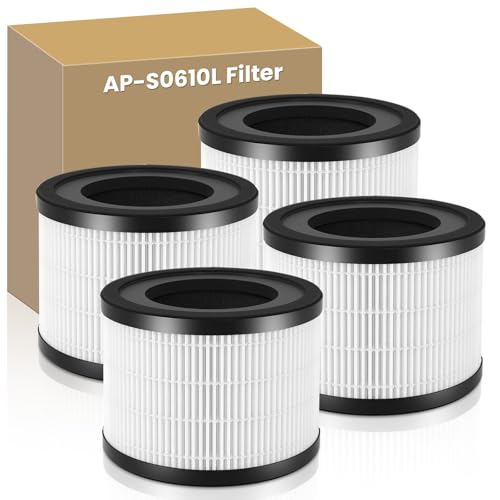 Image of 4 PACK AP-S0610L Replacement Filter for MOOKA AP-S0610L Air Purifier | 3-in-1 True HEPA Activated Carbon High-Efficiency Filter for Home Large Room