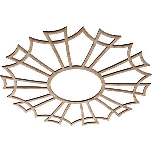 Image of Ekena Millwork 22 inchOD x 7 3 /4 inchID x 3 /8 inchT Augustus Wood Fretwork Pierced Ceiling Medallion, Red Oak