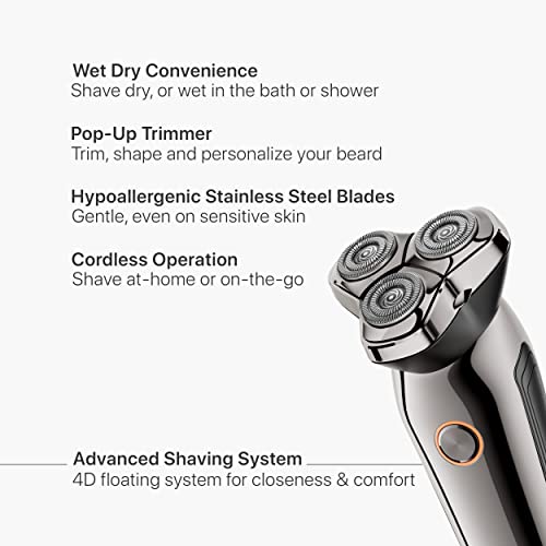 Electric Razor For Men, Yasun Men's Rotary Shaver, Wet/Dry Ipx7 Waterproof Electric Shavers For Men With Pop-Up Beard Trimmer, Cordless Rechargeable Mens Razor - Ys3900 Chrome #TOP4