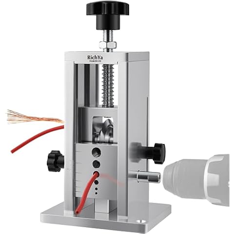 RichYa Drill-Powered Wire Stripper Machine, Wire Stripping for 0.07" - 8.6" (1.8-22mm) Copper, Compact & Portable Aluminum Alloy Scrap Copper Wire Recycling Tool, with Replacement Blade Sets (BXJ-02) Cover