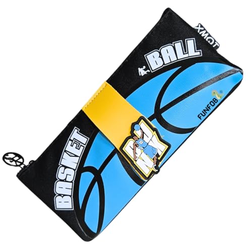 Image of Funfob Soccer Pencil Pouch for School College for Pen Pencil Football Pencil Box Travel or Cosmetic Case | Soccer Blue Black Basic