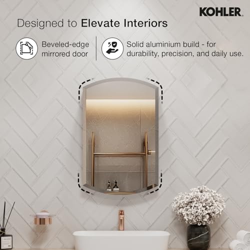 Image of Kohler Archer Bathroom Mirror Cabinet | Wall Mounted HD Mirror | Rust-Free | Soft Close Hinges, Adjustable Deep Shelves | Sleek Storage for Modern Bathrooms | 3 Yrs Warranty, 510 x 787 mm