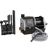 Giraffe Tools Grandstorm Retractable Vacuum Cleaner with 30 FT Hose Wall Mounted, Wet Dry Vacuum Cleaner with 6 Nozzles for Car Detailing, Grey