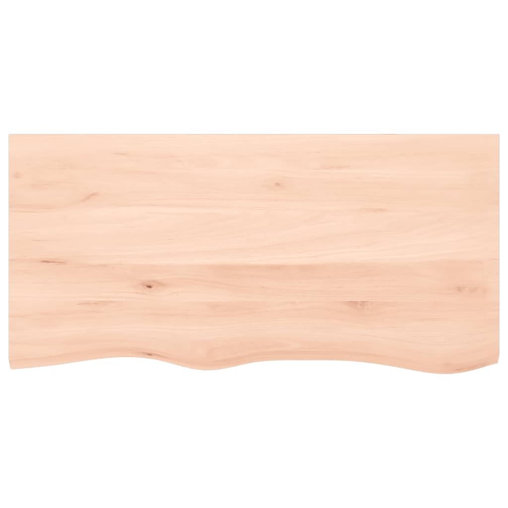 Piano di lavoro per lavabo, in legno massiccio di quercia, 100 x 50 x (2-6) cm, non trattato, con bordo naturale, robusto e stabile, per bagno, cucina, banco da lavoro, fai da te, costruzione