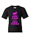 Keep Calm And Love Horses Animals Statement Novelty Youth Kids T-Shirt Tee (Large, Black w/NeonPink)