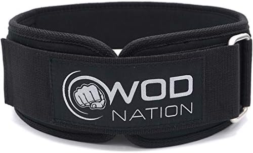 WOD Nation Weight Lifting Belt - 4 Inch Firm Support Nylon Weight Belt for Deadlift, Squat & Weightlifting - Sizes for Both Men & Women - Large