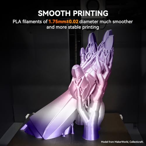 Image of TECBEARS Silk Rainbow PLA Filament 1.75mm, Gradient 3D Printer Filament, Shiny Silk Rainbow Filament, Fast Color Change Each 8 Meters, Dimensional Accuracy + /- 0.02mm(Lilac-Violet)