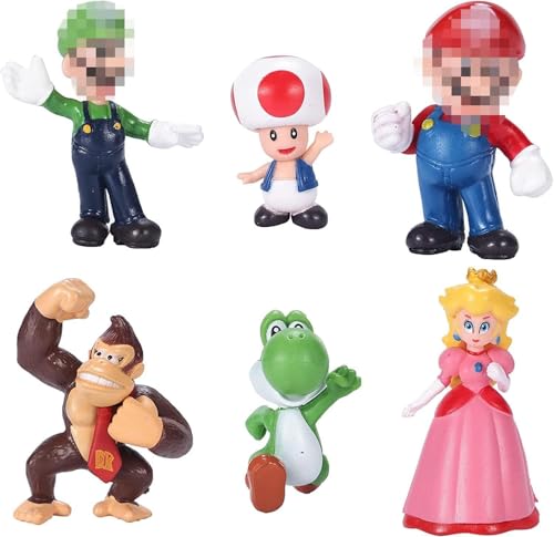 6 Stück Mini Tortendeko Super Tortenfiguren Cupcake Party Kuchen Deko Cartoon Kindergeburtstag - Geeignet für Kinder Geburtstag Party Torte Armaturenbrett Autozubehör Schreibtisch Deko