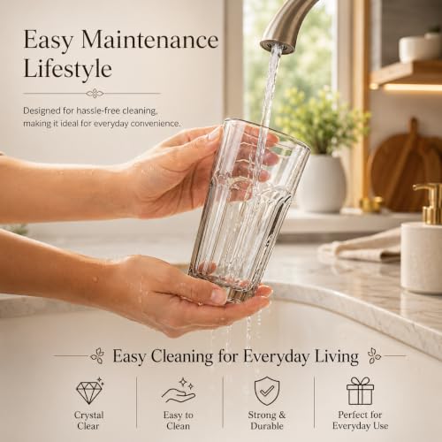 Image of bellemax Water & Juice Glasses | 370 ML & 300 ML Drinking Glasses Combo | Transparent Glass Tumblers for Water, Juice, Cold Drinks & Home Use Set of 12