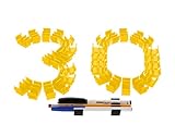 (30 pk) Yellow Self Adhesive Pencil Pen and Marker Holder Adhesive Clip - Best Mount Organizer to Stick on Work Bench, Saw Table, Job Box, Ladder, etc. - Great for Contractor, Electrician, Carpenter