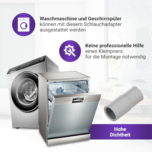Viоks.pro Waschmaschine Ablaufschlauch Adapter 21 auf 19 mm Ø - Wasserschlauch Adapter für Abwasserschlauch Waschmaschine, Ablaufschlauch Spülmaschine