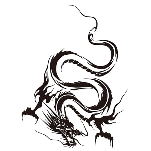 Image of Dragon Graphic Car Hood Sticker Self-Adhesive Vinyl Graphics Decals 19.69'' x 14.57'', Black, Right