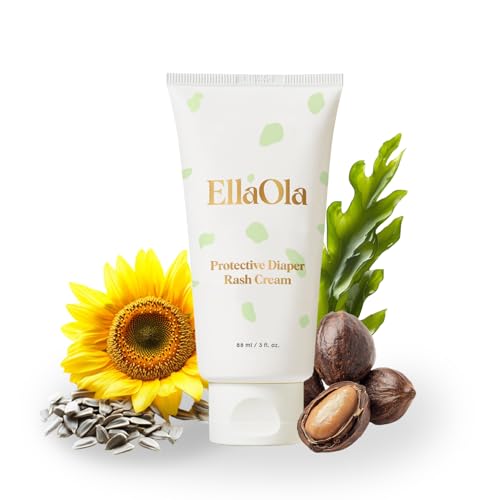 Image of EllaOla Organic Protective Baby Diaper Rash Cream for Sensitive Skin - 14% Zinc Oxide Rash Ointment Cream Soothes Irritation, Protects from Chafing and Inflammation, Fragrance Free | 3 fl. oz.
