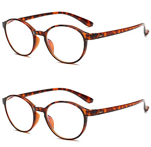VEVESMUNDO Gafas Lectura Mujer Hombre Anti Luz Azul Grandes Redondas Presbicia Progresivas 1.0 1.5 2.0 2.5 3.0 3.5 4.0 (3.0, Gafas Lectura 2 Pack(Leopardo))