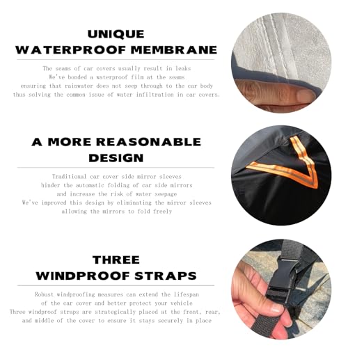 Image of Car Cover Waterproof All Weather,Car Covers for Automobiles with Driver Door Zipper,Outdoor Car Cover Rain,Snow and UV Protection with Waterproof Adhesive Strip,Fit SUV-Length 200 inch to 206 inch