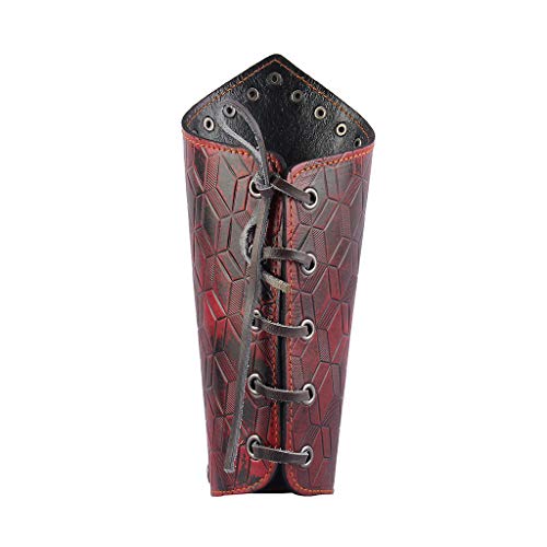 Jeilwiy Leather Armor Gauntlet Wristband Wide Bracers Arm Armor Cuff Medieval Bracers for Men Women Boys Knight Costume