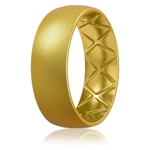 Egnaro Aliança de casamento masculina de borracha com design respirável ergonômico de arco interno, 7 anéis, 4 anéis, 1 anel, anéis de compromisso, 8 mm de largura - 2,5 mm de espessura, 16(23.5mm),