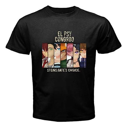 El Psy Congroo Steins Gate's Choice Anime Cartoon Men's Black T-shirt Size S-3XL Men Black L