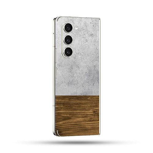 Image of MightySkins Skin Compatible With Samsung Galaxy Z Fold 5 Full Wrap - Concrete Wood | Protective, Durable, and Unique Vinyl Decal wrap cover | Easy To Apply, Remove, and Change Styles | Made in the USA