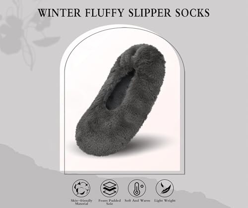 Image of Keyela Women's Ballerina Slippers,Non-Slip Bedroom Slippers Socks | Soft fuzzy slipper socks for ladies Indoor home slippers Cozy sock slippers Ballet Slippers
