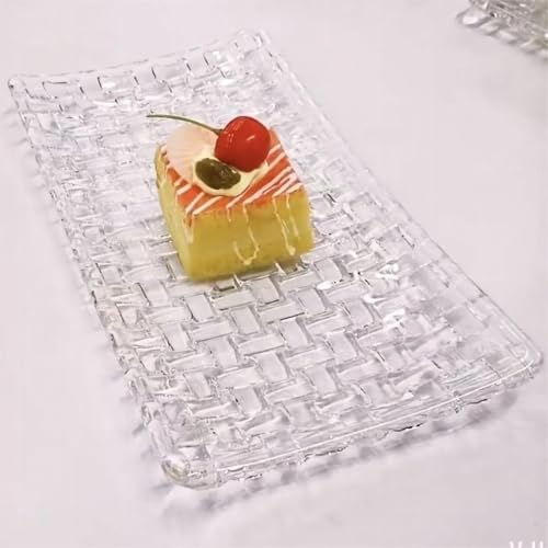Image of Glass Serving Plate Set of 1 pcs Flower Decorative 11 inch Crystal Clear Glass Plate- Dry Fruits Sweets Chocolate Snack Plate for Dining,Catering Event,Parties,Wedding Dinner Plate (MV-04)