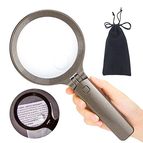 Loupe avec lumière à 3 modes d'éclairage et intensité variable alimentée par piles