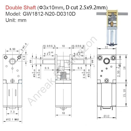 Image of 2Pcs DC 12V 27RPM Φ3x10mm Double Shaft GW1812 N20 Gear Motor Drive Reducer 3-12V 4-381RPM Miniature Worm for DIY RC Toys (12-27)