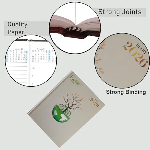 Image of TULMAN Yearly Organizer 2026 Diary, B5 Size (23 x 18 cm) Hardbound Planner with premium Design, Daily Writing Journal, Office & Study Organizer, Perfect for Students, Professionals (1, White)