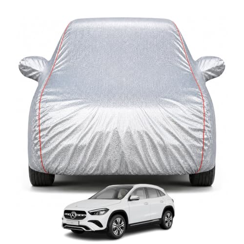 Image of Premium Car Cover for Mercedes GLA 200 Model | Waterproof, UV & Dust Protection | Mirror & Antenna Pocket | Triple Stitched, Soft Inner Lining, Belt & Buckle (Metalic Silver)