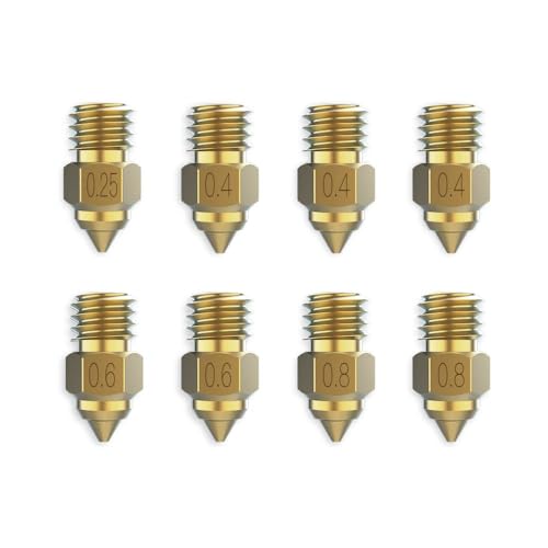 Image of 3 idea Imagine Create Print Creality 8PCS 3D Printer High-end Brass Nozzle Kit,Extruder Nozzles 0.25mm, 0.4mm, 0.6mm, 0.8mm for Ender 3 /Ender 3 Pro /Ender-3 V2 /Ender 3 Max /Ender 5 Plus