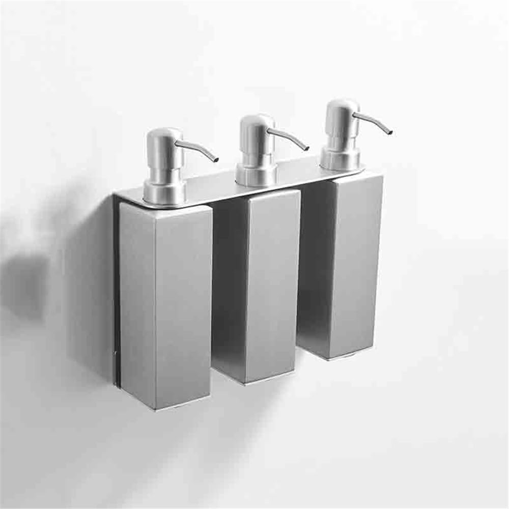Dosificador Jabon Dispensador de jabón de Pared de Acero Inoxidable for baño, Juego de 3 Botellas de loción con aplicador y exprimidor Dispensador Jabon Baño(Negro)