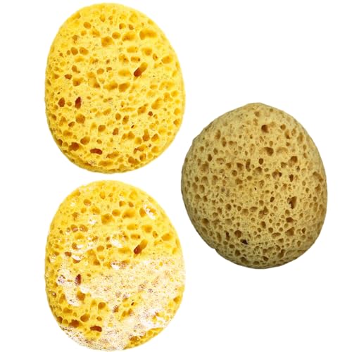 SiumPklay 3 Pack Large ​Honeycomb Bath Sponges​ (2 Yellow + 1 Coffee), Extra Soft ​Shower Sponges​ for Gentle Exfoliation, Luxury ​Body Sponges for Adults​ & Kids – Dense Foam, Ergonomic Grip