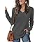 GLEENOD Jerséis para Mujer Cuello en V con Botones Tops de Manga Larga Suéter Ligero Túnicas Basica Pullover Camisetas 2025,Gris Carbón,XXL