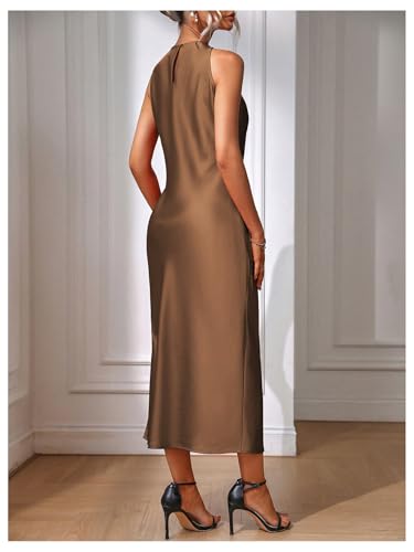 Image of Floerns Women's Elegant Sleeveless Crew Neck Maxi Dress Slit Cocktail Tank Dress