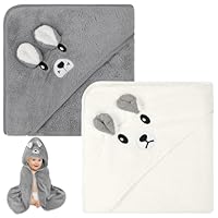 ROXANEPIG 2-delige badcape met capuchon voor baby's, 80 x 80 cm, super absorberend, handdoek voor pasgeborenen, 0-5 jaar (C