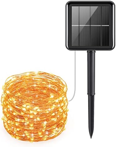 Criacr Solar String Lights Outdoor Garden, 120 LED 12M/40Ft Waterproof Solar Fairy Lights with 8 Modes Copper Wire Garden Lights Outdoor Indoor for Tree Party Wedding Patio Decorations (Warm White)