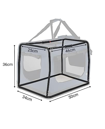 lionto Hundetransportbox faltbar für Reise & Auto, 50x34x36 cm, stabile Transportbox mit Tragegriffen & Decke für Katzen & Hunde bis 10 kg, robuste Hundebox aus Stoff für klein & groß, dunkelblau