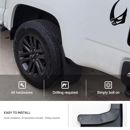 Image of Kiwi Master Mud Flaps for 2015-2022 Chevy Colorado, GMC Canyon Without Flares or Cladding (Excludes ZR2) Heavy Duty Front & Rear Mud Guards