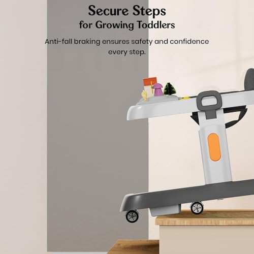 Image of StarAndDaisy Elegant Baby Walker 6 to 18 Months /Walker for Kids Girl Boy with Anti Fall Brake Pads, 3 Speed Height Adjustment, Multi-Level Seat Adjustment, Recreational Music Toy Bar, (Elegant Grey)