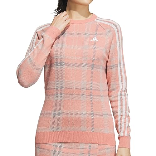 adidas ゴルフセーター タータンチェック クルーネック レディース
