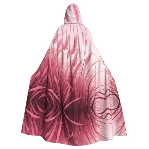 Longue cape à capuche adulte imprimé roseau rose homme femme