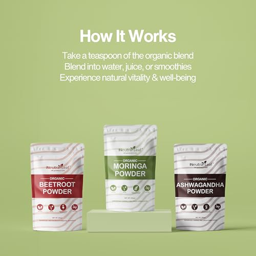 Image of Trio Organic Superfood 600g Powder Combo | Ashwagandha, Beetroot & Moringa (200g Each) | Natural Immunity, Energy & Detox Support | Superfood Blend for Skin Glow, Hair Health & Stress Relief