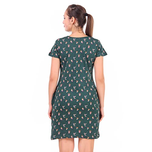 Image of Stories.Label Women Cotton Long T-Shirt Dress in Knee Length with Side Pockets Include Plus Sizes (Size S -5XL)