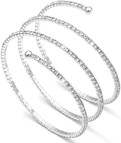 Suyi Rhinestone Arm Cuff for Women Crystal Cuff Bracelet for Bride Wedding