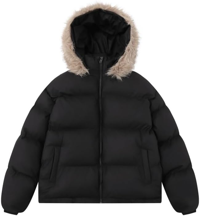 Thickened Warm Detachable Wool Collared Cotton Padded Jacket for Women Loose Casual Coat
