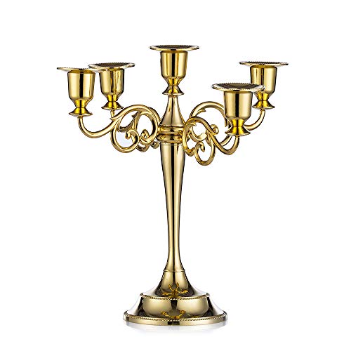 Sziqiqi Zinc Alloy Candle Holder Candelabra for Wedding Event Centerpiece Home Decoration 5-stem