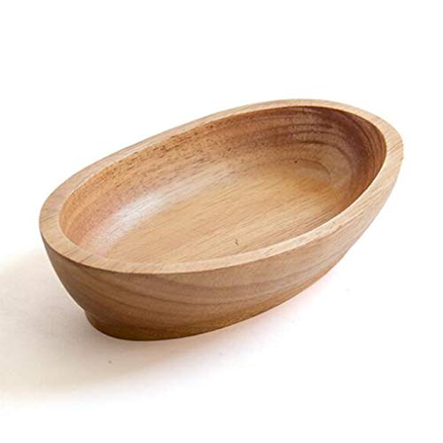 Image of FABLOFT Wooden Salad Serving Bowl Fruit Snacks Cake Dessert Ice Cream Angled Bowl L