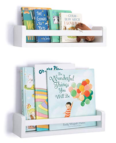 Mighty Walrus-Set of 2 Nursery Wall Shelves with Rails-Premium Baby Room Furniture-Kids Floating