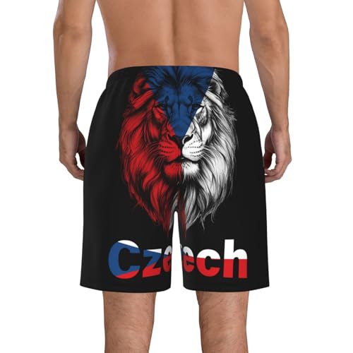 Lion Funny Czech Flag Men's Beach Shorts Quick Dry Funny Stylish Swimwear Bathing Suits3