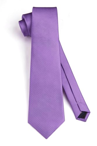 HISDERN Cravate Homme Violet Solide Couleur Classique Cravates pour Hommes Formelle Unie pour Mariage d'Affaires 8.5cm
